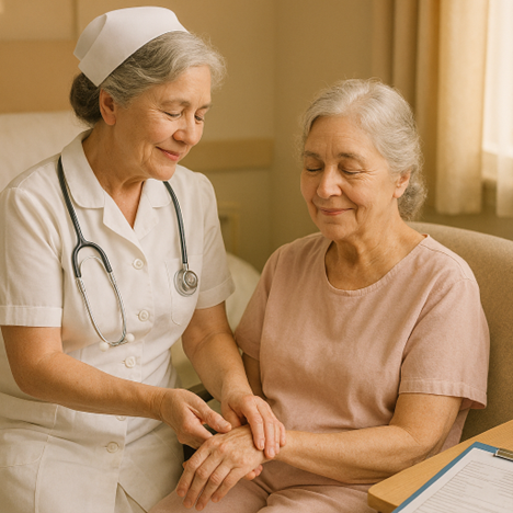 Image created by Annelie using Word Co-pilot to imply self-nursing as in self-compassion and self-care.